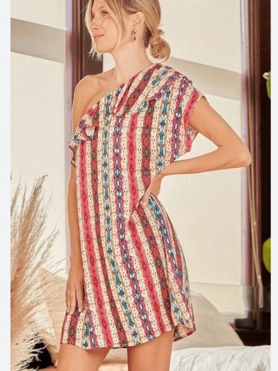 Savanna Jane Dresses & Skirts - Savanna Jane Amarillo By Morning Wester Boho One Shoulder Dress Women’s Medium